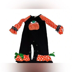 Marie Nicole Pumpkin Girl’s Fall Romper. size 6-12 months
